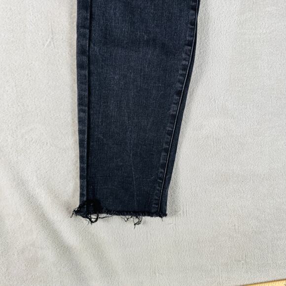 Judy Blue Jeans Women 7/28 Faded Black Denim Mid Rise Destroyed Slim Fit Raw Hem - Picture 7 of 13